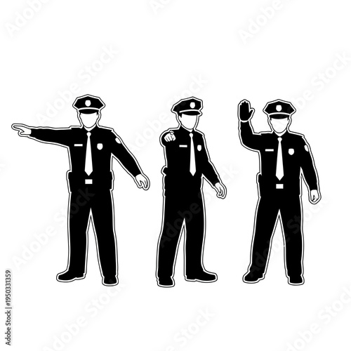 Traffic Police Officers Directing Traffic, Gesturing, Waving, Pointing