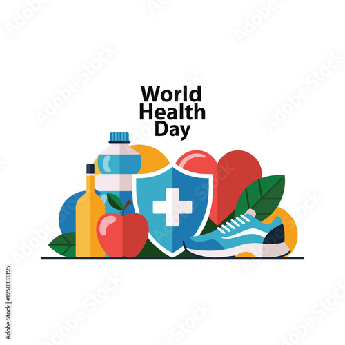 World Health Day Healthy Lifestyle and Protection Concept Illustration