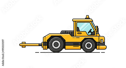 Yellow Airport Tug Vehicle Towing Aircraft Equipment Isolated on White Background