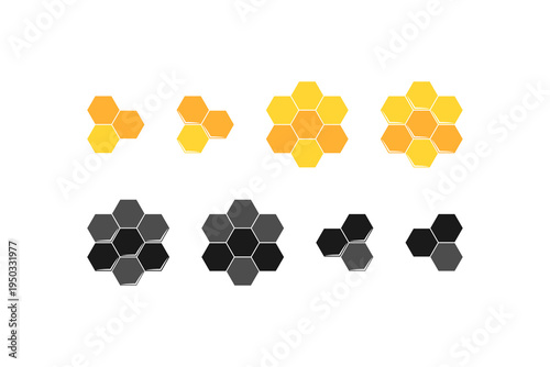 Honeycomb Hexagon Pattern Icons Set Yellow and Black Cells