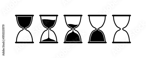 Hourglass Sand Timer Time Passing Icon Set