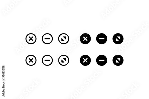 Plus Minus Cross and Prohibited Symbol Icons Set