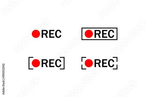 REC Recording Camera Indicator Icons Set Red Dot Symbol