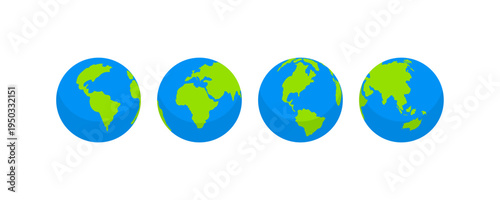 Earth Globe Planet Icons Set Different World Map Views