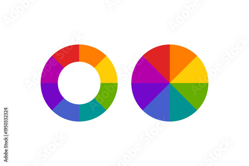 Color Wheel and Color Palette Circle Icons Set