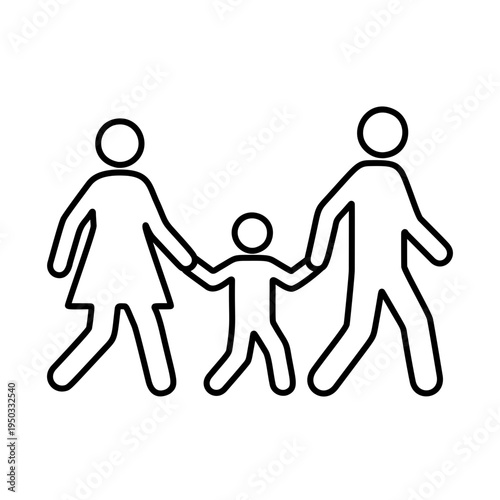 手をつなぐ家族のラインアイコン（黒）