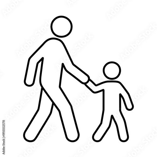 手をつなぐ親子のラインアイコン（黒）