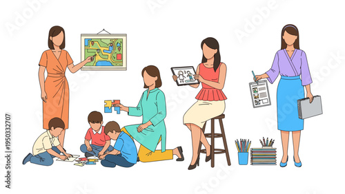 Learning and Guidance: A collection of educational images. showcasing guidance, teaching, and learning. This vibrant collection captures the essence of pedagogy and student engagement.