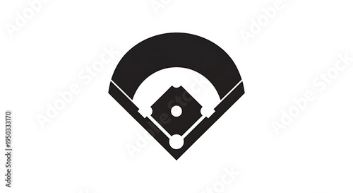 Minimalist black and white vector icon of a baseball field diamond for sports graphic design use