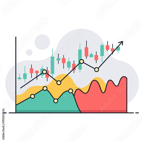 Financial chart showing rising market trends and data visualization. non editable strokes