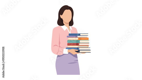 Smart Educator with knowledge: A dedicated educator, clutching a stack of knowledge-filled books, ready to share wisdom and inspire minds. A symbol of learning and guidance.