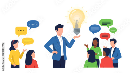 Lightbulb moment in brainstorming: A group of individuals is engaging in a collaborative session.