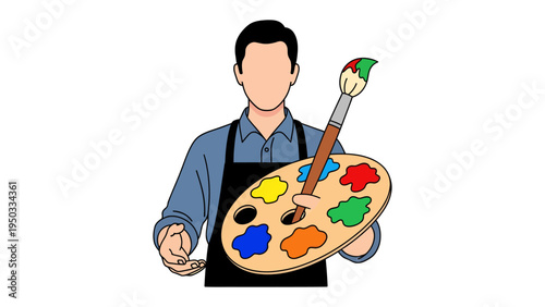The Artistic Visionary: A creative individual embodies the essence of artistry, holding a vibrant palette and a loaded paintbrush, ready to transform imagination into tangible beauty. 