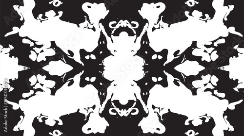 Symmetrical inkblot, seamless pattern vector illustration. Organic repetition of Rorschach test shapes, psychological art vector illustration.