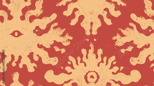 Symmetrical inkblot, seamless pattern vector illustration. Organic repetition of Rorschach test shapes, psychological art vector illustration.