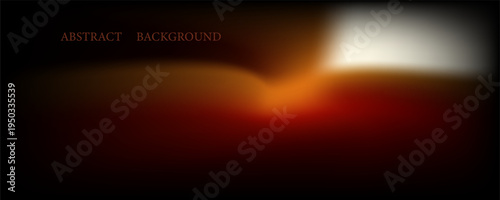 Black and orange color gradient holographic bright vector background. Abstract creative coloured banner with black and orange liquid gradation. Vector illustration.