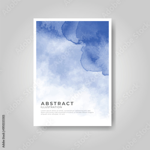 Blurry abstract art print with blue watercolor background
