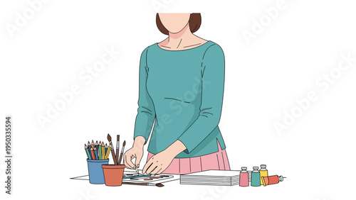 Artistic Pursuit: An artist is creating art with paint and brush.