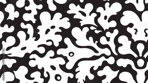 Symmetrical inkblot, seamless pattern vector illustration. Organic repetition of Rorschach test shapes, psychological art vector illustration.