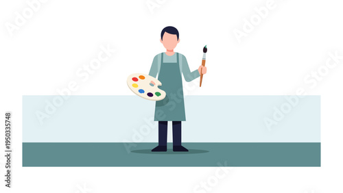 Artist's Inspiration: An artist, with brush and palette in hand, prepares to create, capturing the essence of creativity and the joy of artistic expression.