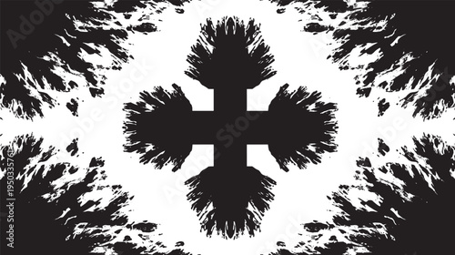 Symmetrical inkblot, seamless pattern vector illustration. Organic repetition of Rorschach test shapes, psychological art vector illustration.
