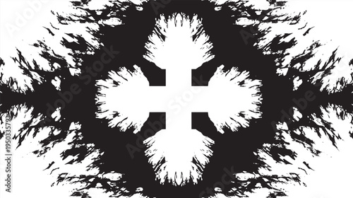 Symmetrical inkblot, seamless pattern vector illustration. Organic repetition of Rorschach test shapes, psychological art vector illustration.