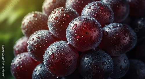Wallpaper Mural Dark red grapes with water droplets, macro photography, fresh produce, detailed texture Torontodigital.ca