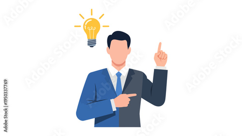 Eureka Moment: An animated depiction of a business person experiencing an innovative spark of brilliance, illuminating the concept of an idea.