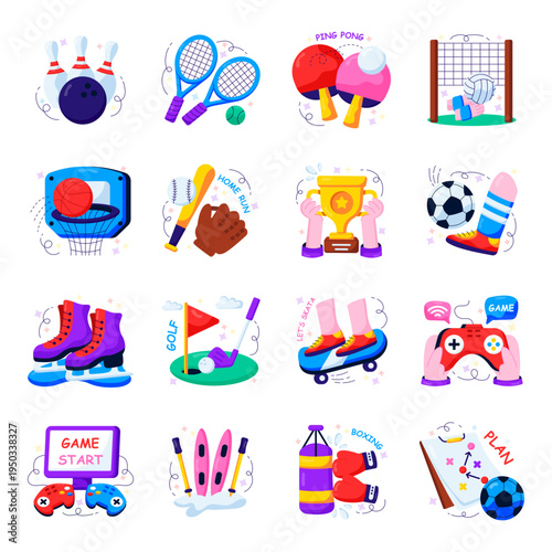 Set of Sports Flat Illustrations 