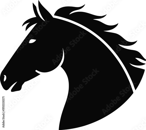 Stylish minimal black horse head icon - graceful equine silhouette vector graphic