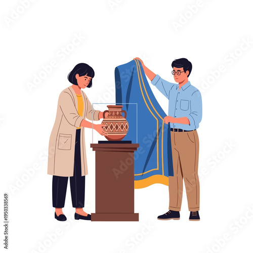 Museum curators unveil ancient artifact, revealing historical treasure