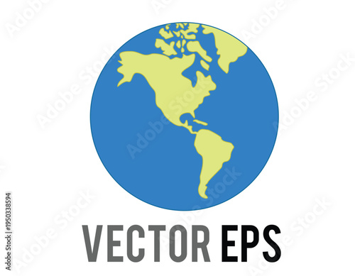 Stylized illustration of the planet Earth flat icon showing North and South America continents