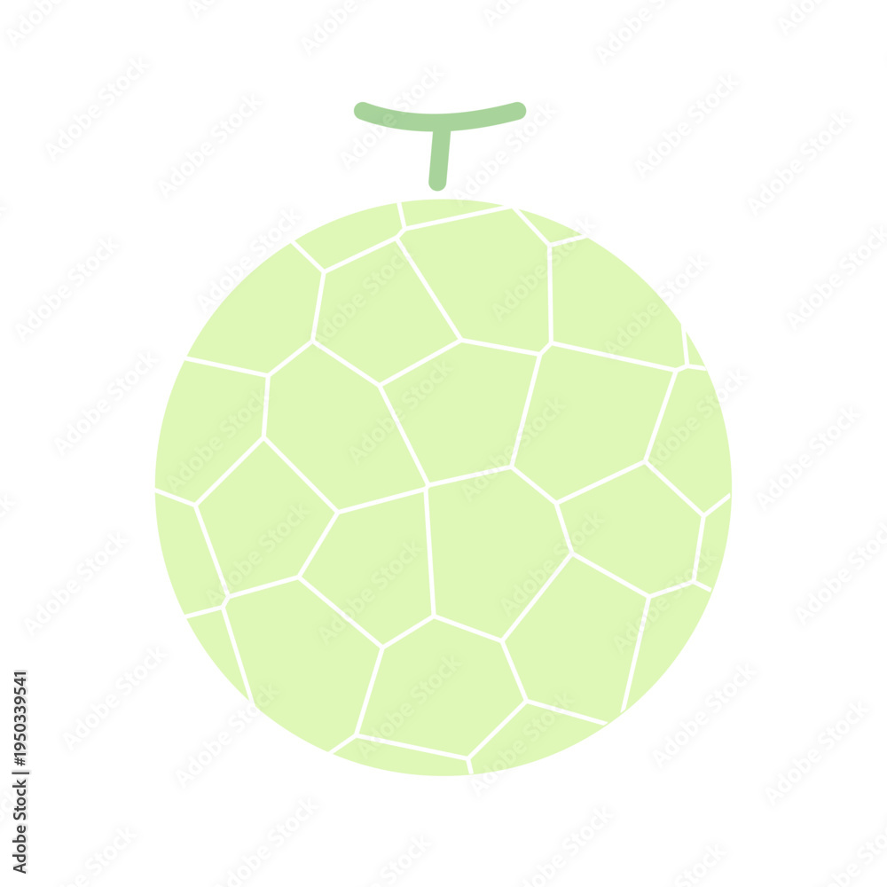 Fototapeta premium メロンのシンプルなフラットアイコン やさしい黄緑色の果物イラスト