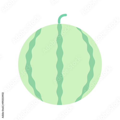 スイカのシンプルなフラットアイコン やさしい色合いの果物イラスト