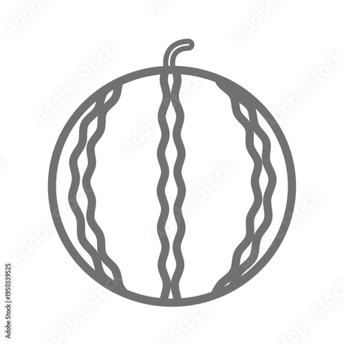 スイカのシンプルな線画アイコン モノクロの果物イラスト