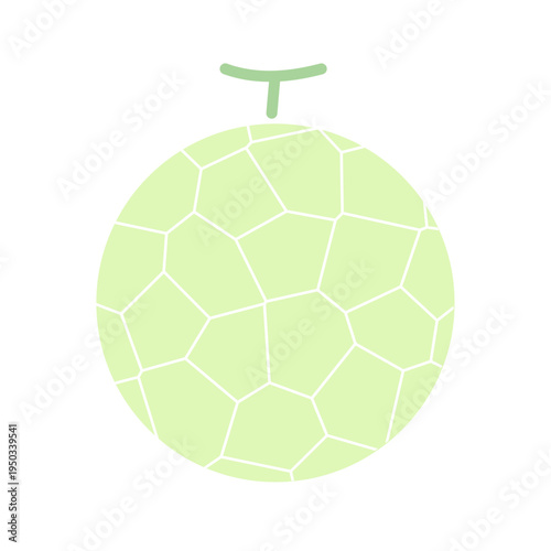 メロンのシンプルなフラットアイコン やさしい黄緑色の果物イラスト