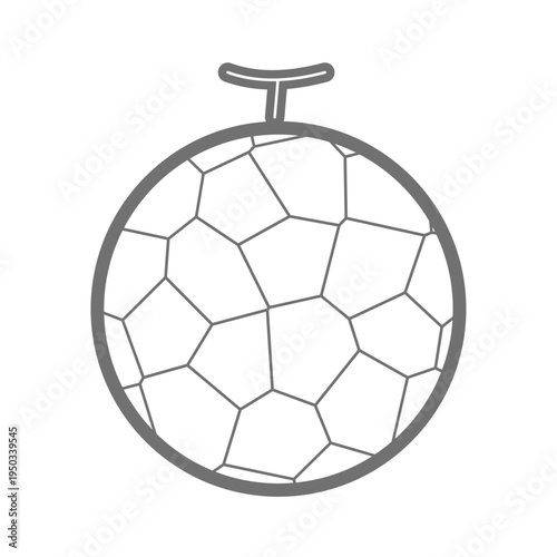 メロンのシンプルな線画アイコン モノクロの果物イラスト