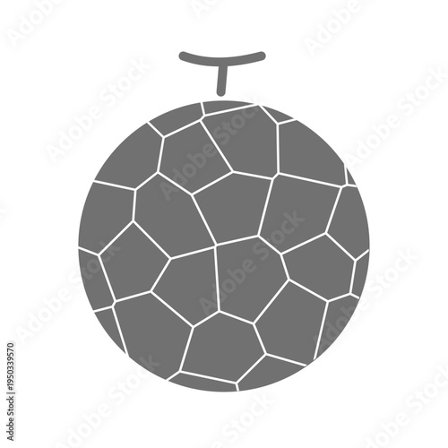 メロンのシンプルな白黒アイコン フラットな果物イラスト