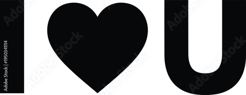 I love you symbol with heart shape, romantic typography design, love message icon, valentine romance concept isolated illustration