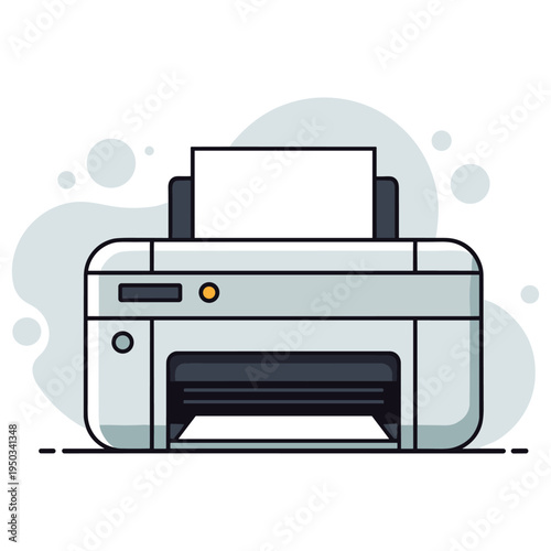 Printer producing paper on white background. non editable strokes