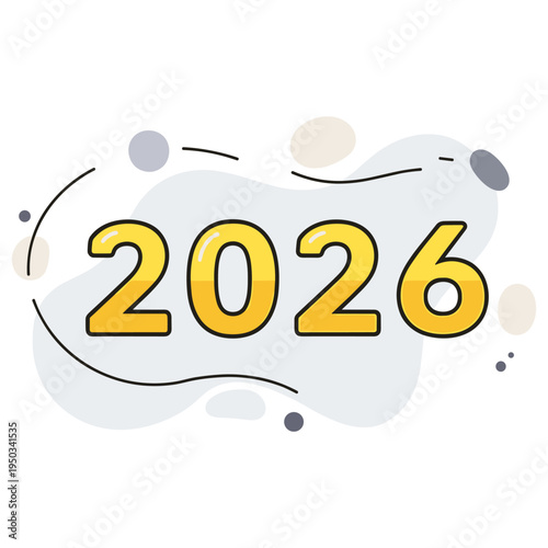 2026 numbers presented in bold state on abstract white background. non editable strokes
