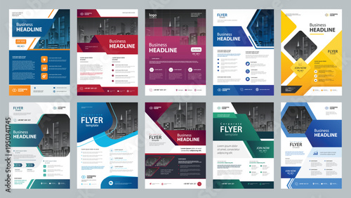 set business flyer brochure design template. and single page layout design. A4 size scale and Easy for editing	
