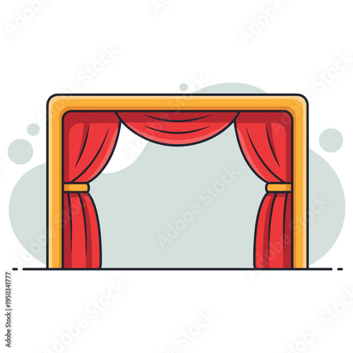 Theater stage curtains opened on plain backdrop scene. non editable strokes