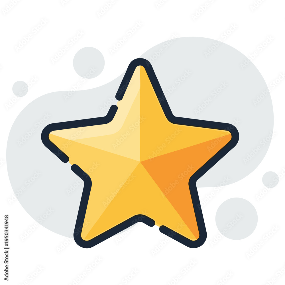 Fototapeta premium Yellow star icon positioned in centered abstract white background. non editable strokes