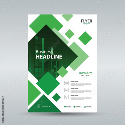 abstract green color background business flyer brochure design template. and single page layout design. A4 size scale and Easy for editing	
