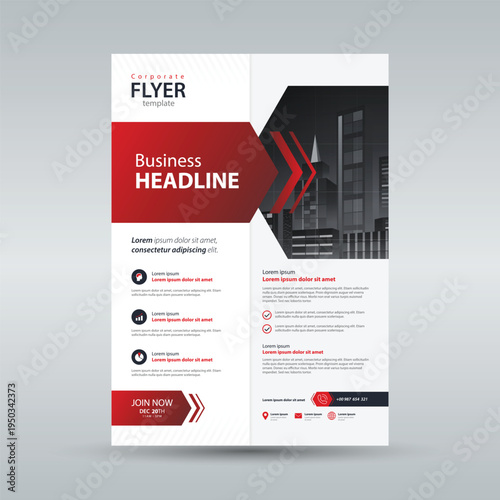 red color business flyer brochure report layout design template. single page cover design. A4 size scale and Easy for editing