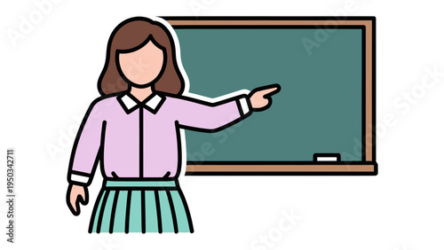 Teaching Moment: A teacher stands before a chalkboard, making a point, with the scene epitomizing learning and the quest for knowledge.