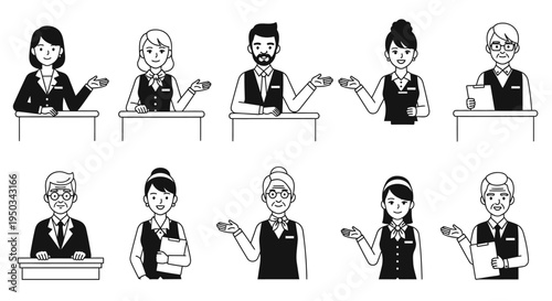 Diverse Business People Offering Services and Information at Counters