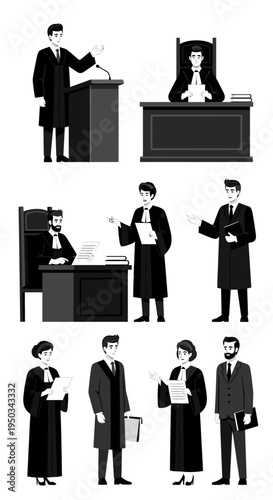 Lawyers and Judges in Courtroom Scenes: Legal Professionals at Work
