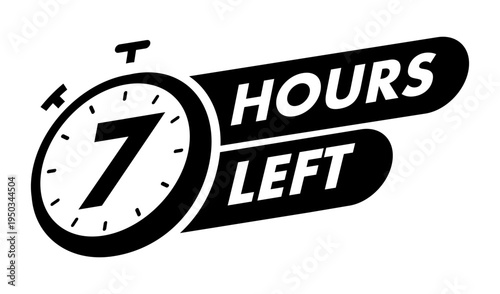 Timer 7 hours left with watch icon for promotion, promo offer, sale, social media post
